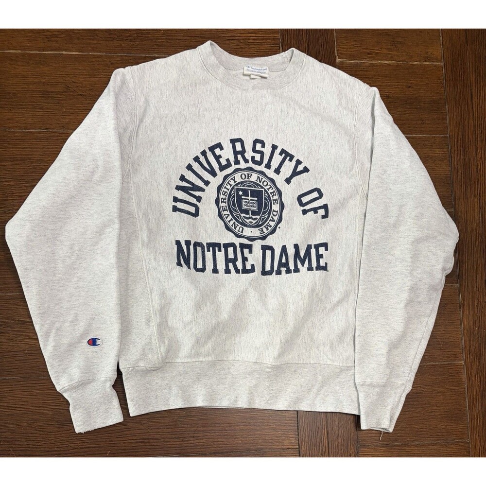 Men’s Notre Dame Fighting Irish Champion Reverse Weave Size S Grey Crewneck